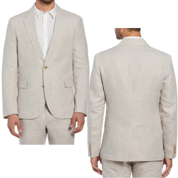 Cubavera Habana Night Sports Blazer Mens 44 Beige Two Button Linen Rayon Casual - Picture 1 of 13